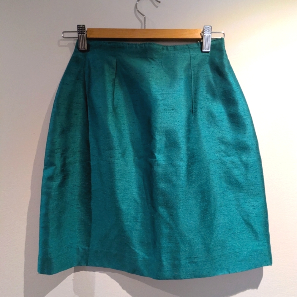 Vintage XS Brushed Silk Mini Skirt 24 waist Raw Silk